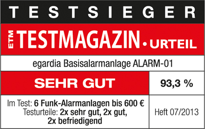 Testsieger im Vergleichstest Funkalarmanlagen des ETM Testmagazins