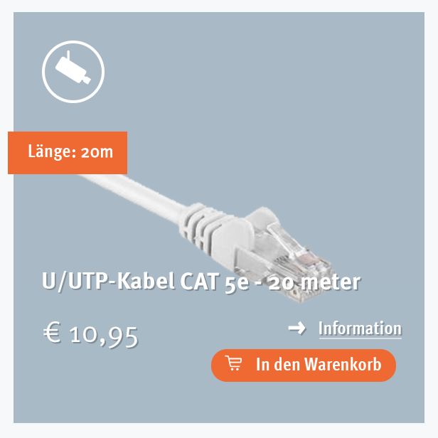 U/UTP-Kabel CAT 5e - 20 Meter