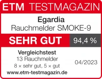 "Sehr gut" im Test des ETM Testmagazins für den Egardia Rauchmelder